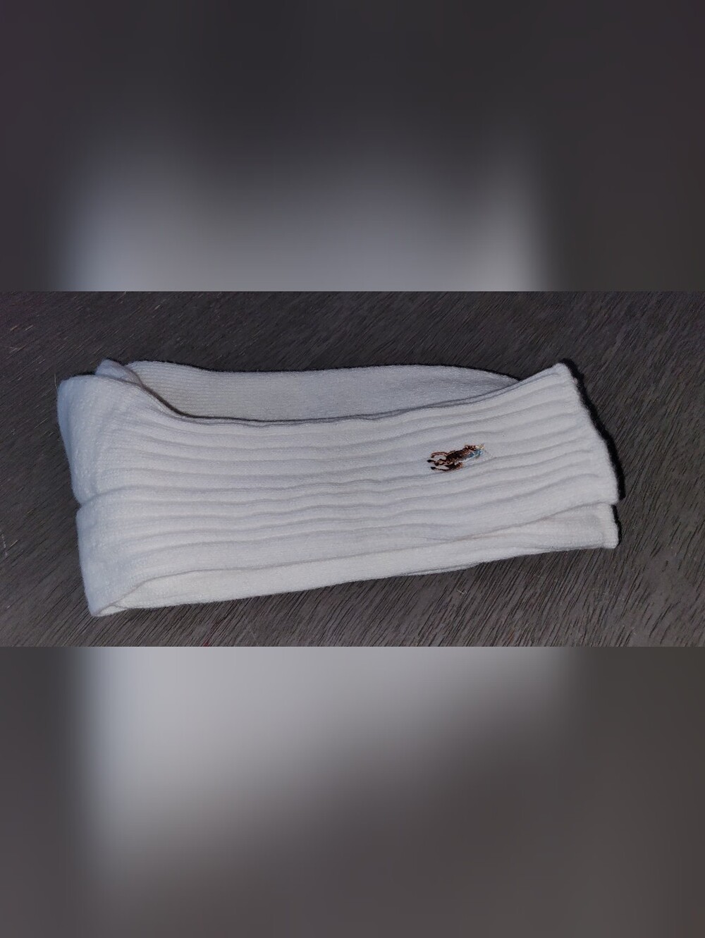 White Ribbed Men's Ralph Lauren Socks with Embroidered Logo